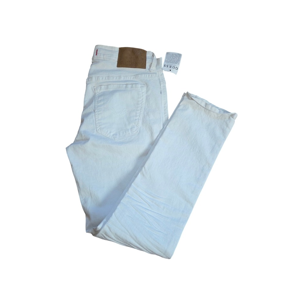 Mens GUESS Skinny Jeans‎ White Stretch Slim Fit Designer Denim Pants NEW 32x30